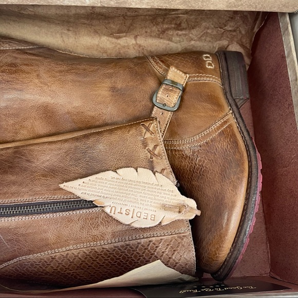 Bed Stu Women’s Glaye Leather Distressed Riding Boots Tan Rustic Size 6 - Picture 3 of 8